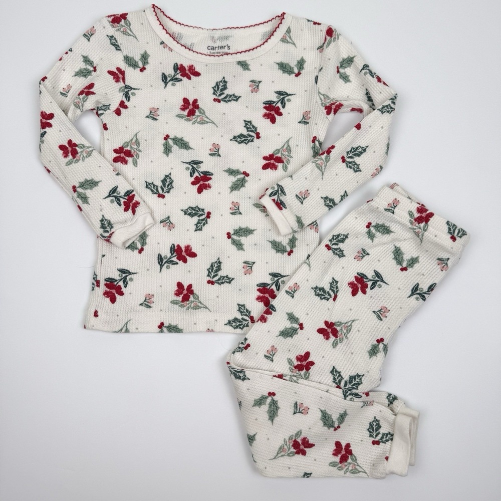 Carter's Just One You Baby Pajama Set 18M Cream Holly Berry Christmas Thermal
